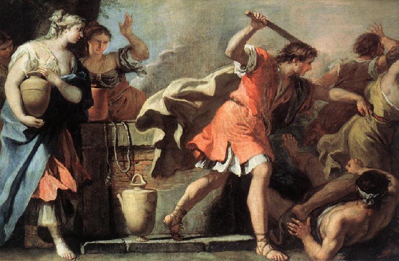 RICCI, Sebastiano Moses Defending the Daughters of Jethro oil painting picture